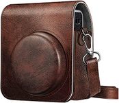 FINTIE Protective Case for Fujifilm Instax Mini 40 Instant Camera - Premium Vegan Leather Bag Cover with Removable Adjustable Strap, Vintage Brown