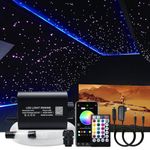AKEPO 16W Fiber Optic Lights Optical Fibre Star Ceiling Light Kit RGBW APP+Music Control Car Home Use, Sound Sensor Light Source with 28key RF Musical Remote and Fiber Cable 450pcs 0.75mm 9.8ft/3m