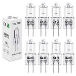 BROTOU G4 Halogen Bulbs, 20W 12V 300LM 2800K Warm White 2 Pin Clear Capsule Lamp Bulbs, Dimmable (8)