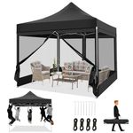 TOOLUCK 10x10 Pop Up Canopy Tent with Sidewalls, Heavy Duty Party Tent with Mosquito Netting Wall Easy Up Outdoor Event Tent Instant Pop Up Screen Tent for Backyard, Beach, Patio, Garden, Black