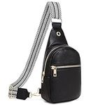 Sling Bag for Women Trendy Crossbody Purse PU Leather Fanny Packs Small Backpack Chest Bag for Travel Hiking Cycling Black