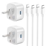 USB C Fast Charger for iPhone, 2 Pack 20W Type C Charging Plug UK and Lightning Cable 1M for iPhone Apple 14/13/12/11 Pro/Pro Max/XS Max/XS/XR/X/SE/8, Not for iPhone 15 Series