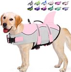 KOESON Dog Life Jacket Shark, Dog Life Vest with Rescue Handle, Ripstop Pet Float Coat for Swimming, Safety Dog Lifesaver Pet Life Preserver Swimsuit for Small,Medium,Large Dogs Light Pink 2XL