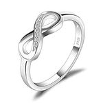 JewelryPalace Infinity Forever Love Knot Cubic Zirconia Promise Ring for Her, 14k White Gold Plated 925 Sterling Silver Rings for Women, Stackable Wedding Bands Rings Sets for Girls Size 6.5