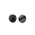 Circle Stud Earrings for Women in Navy and Gold, Clay Geometric Jewellery Gifts for Her under 10 (15mm)