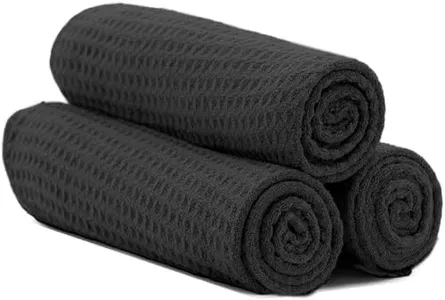 S&T INC. Microfiber Sweat Towel for Gym, Yoga Towel for Home Gym, Workout Towels for Gym Bag, 16 Inch x 27 Inch, Honeycomb Black, 3 Pack