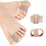 RooRuns Gel Toe Separators with 2 Loops, Bunion Corrector for Women and Men 1 Pair, Toe Straighteners for Toe Overlapping and Crooked, Toe Spreader for Bunion Pain Relief, Beige