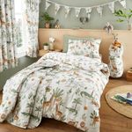 Happy Linen Company Girls Boys Kids Jungle Safari Animals Ivory Single Reversible Soft Easy Care Bed Linen Duvet Cover Quilt Bedding Set With Pillow Case