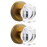 SORWDUERM 2 Pack Antique Brass Door Knobs Crystal Door Knob Dummy Door Knobs Glass Interior Dummy Handle Single Sided Decorative