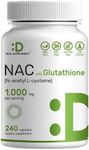 Deal Supplement NAC Supplement (N-Acetyl Cysteine) 1,000mg Per Serving with Reduced Glutathione, 240 Capsules – Antioxidant Support for Immune Health, Lung, & Liver Function