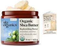 Sky Organics Shea Butter Organic Raw, Replenishing Butter for Body, Face & Lip, Soothes, Softens and Boosts Skin's Overall Moisture and Radiance, Suitable for Dry Skin, USDA Certified Organic, 15 Oz