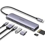 UGREEN Revodok USB C Hub, 7 in 1 USB C Adapter with 4K HDMI, 100W PD, USB-C and 2 USB-A Data Ports 5Gbps, SD/microSD Card Slot, USB C Dongle for MacBook M1/M2, iPad Pro, Steam Deck, Galaxy, Surface