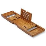 TEAKAURA Teak Bathtub Tray, Bathtub Caddy, Expandable Bath Tub Tray Wood, Bath Table Tray&Bathtub Shelf, Luxury Bathtub & Bathroom Accessories and Organizer, House Warming&Wedding Gifts(Large)