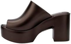Melissa Mule Hype Metallic Heel - Fashion Sandal for Women - Iridescent Comfortable Mule Style - 9.5cm Heel Height - High-Shine Upper with Bubblegum Scent - Chic and Sophisticated, Bronze, 6