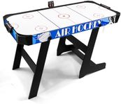 Seydrey 54in Folding Air Hockey Table for Family, LED Electronic Scoring Sports Hockey Game, Powerful 12V Motor, Hockey Table Gaming Set, Includes 2 Pushers, 4 Pucks, Blue