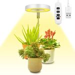 Ainiv Grow Light, 48 LEDs Full Spectrum Growing Lamp for Indoor Plants, 9 Adjustable Brightness 180° Rotatable Light Panel, Height Adjustable with Auto On/Off Timer 3/9/12H, for Small Plant-Warm White