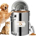 UPSKYPET 40lb Stainless Steel Dog Food Storage Container, Large Capacity Metal Pet Food Storage Container with Scoop, Airtight Dog & Cat Food Treat Bin for Dry Food Keep Fresh for Multi-Pet Households