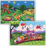 Animals-at-Play Disposable Toddler Placemat Pack for Baby and Kids - Plastic Placemats for Dining Table, Sticky Table Mats for Baby, Stick-On Travel Place Mat for Restaurant (40 Pack)