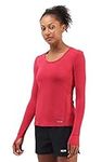 TCA Women's Stamina Long Sleeve Lightweight Running Top with Zip Pocket and Thumbholes - Virtual Pink, L