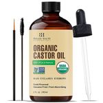 Botanic Hearth Castor Oil Organic Cold Pressed | With Eyelashes Kit | Organic Castor Oil for Eyelashes, Eyebrows, Hair, Skin & Face | 2 Fl Oz