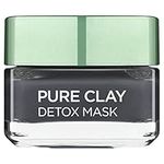 L'Oreal Paris Pure Clay Black Charcoal Detox Face Mask, Deep Cleansing Skin Care All Skin Types 50 Ml