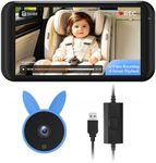 Babyvue BV2MAX Baby Car Monitor with Video Record & Playback, 4.5" 1080P HD Monitor IR Night Vision USB Easy Installation,Rear-Facing Backseat Camera for Infant Car Seat(Blue)