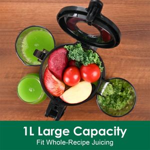 Fretta Cold Press Juicer – Black Slow Masticating Juice Extractor