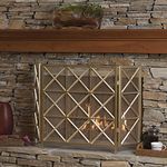 Christopher Knight Home 301557 Mandralla 3 Panelled Gold Iron Fireplace Screen