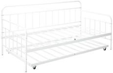 Zinus Florence Twin Daybed and Trundle Frame Set / Premium Steel Slat Support / Daybed and Roll Out Trundle Accommodate / Twin Size Mattresses Sold Separately