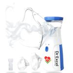 Dr Excel - Portable Nebulizer Machine for Adult and Kids | Cool Steam Inhaler for Cold and Cough | Cool Vaporizer for Children | Handheld for Travel and Household Use | Complete Nebulizer Kit with 1 adult mask, 1 kids mask and 1 mouthpiece
