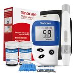 Blood Sugar Monitor, Sinocare Safe Accu2 Blood Sugar Test Kit with 100 Test Strips, 100 Lans, Light Indicator, No Coding, Easy to Use, Diabetes Testing Kit Home Use UK, mmol/L