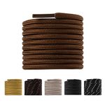 LARGERED Round Shoe Laces Work Boot Laces Heavy Duty, Durable Thick 4mm Shoelaces for Trainers Shoes Walking Hiking Boots, Replacement Round Lace Rope Laces for Men Women, Brown-180CM