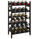 SMIBUY Bamboo Wine Rack, 20 Bottles Display Holder, 5-Tier Free Standing Storage Shelves for Kitchen, Pantry, Cellar, Bar (Black)