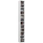 HOMCOM 204 CD Storage Unit, DVD Storage Tower with 12 Cubes, 175cm Tall Bookcase for Living Room, Home Office, Study Room, White