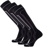 Pure Athlete Ultra-Thin Lightweight Ski Socks - Snowboarding Skiing Sock, Merino Wool (Medium, 3 Pairs - Black)