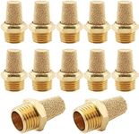 Jiozermi 12 Pcs Air Pneumatic Mufflers Silencer, Brass Pneumatic Exhaust Muffler, 1/4 NPT Male Air Silencer Fitting