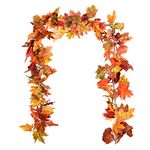 DearHouse 2 Pack Fall Garland Maple Leaf, 5.9Ft/Piece Hanging Vine Garland Artificial Autumn Foliage Garland Thanksgiving Decor for Home Fireplace Party Christmas