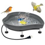 Heated Bird Bath for Outdoors for Winter - 60W Thermostatically Controlled Heated Birdbath with Large Capacity, Bird Bath Heater for All Seasons for Garden Yard Lawn - Gray