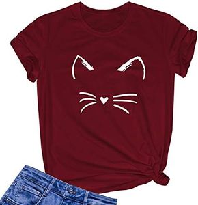 LOOKFACE Women Cute Tees Graphic Tshirtss Wine Red XX-Large