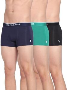 U.S. POLO ASSN. Men's Cotton Classic Trunks (Pack of 3) (ET004-P3_Black | Bistro Green | Navy