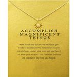 QXFQJT Friendship Key Sun Compass Anchor Necklace Good Luck Elephant Pendant Chain Necklace with Message Card Gift Card, Metal, not-applicable