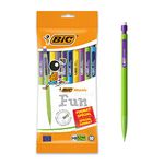 Bic Matic Fun Mechanical Pencil 0.7 mm HB with Eraser (Perfect for School) – Assorted Colours, Special Size Pack of 10