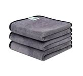 SOFTSPUN Microfiber Double Layered Cloth Light Quality, 30X40cms 600 GSM 3 Piece Towel Set Grey! Extra Thick Microfiber Cleaning Cloths Perfect for Bike Auto Cars Both Interior and Exterior.