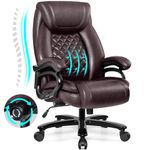 HeroSet Big and Tall 500lbs Office Chair,Heavy Duty Large PU Leather Executive Desk Chair with Wide Seat, Adjustbale Ergonomic Lumbar Support High Back Rocking Computer Chair for Heavy People (Brown)