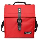 ENSULATOR Luxury Insulated Lunch Bag with Vegan Leather Straps, 3-Layer Thermal Foil, Leak-Proof, Multi-Purpose Tiffin Bag for Office, Picnic, Kids, and Gifts (Red)