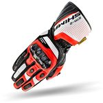 SHIMA STR-2 Motorbike Gloves Mens Leather Long Biker Armoured Protectors Motorcycle Perforated Ventilated Cool Reinforced Touchscreen Motorsport Glove Motorbikes Summer Autumn (Mens, Red Fluo, L)