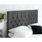 Gallop Sleep Diamond Cut Plush Velvet Headboard for Divan Bed | Bedroom Furniture (king Size 5 FEET, Height 20 INCHES, Grey)