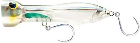 Nomad Design Chug Norris Popper - Offshore Saltwater Fishing Lure with Hydrodynamic Design, BKK Diablo 5X Singles 5/0 Hooks, 150g 6", Holo Ghost Shad