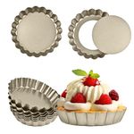 12 Pieces Mini Tart Pan, 4 Inch Egg Tart Pan Removable Bottom Non-Stick Tin, Suitable for Ovens and Air Fryers. Champagne Gold Quiche Pan. Suitable for Family Use