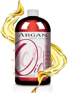 cocojojo Argan Oil Deodorized, Argan Oil for Hair, Hair Treatment Oils, Hair Oils, 100% Pure Argan Oil Organic, Argan Oil for Face, Unrefined Unscented Cold Pressed Extra Virgin - 32 Oz